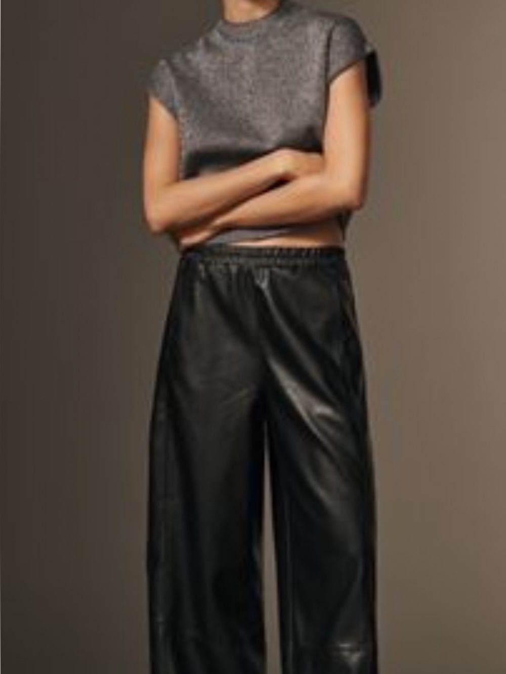 Women’s Pilcro Izzie Relaxed Pull On Black Faux Leather Pants - Anthropologie